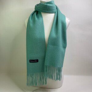 Cashmere House Cashmere Scarf – Blue-Green Luxe Fringe Wrap 72x12